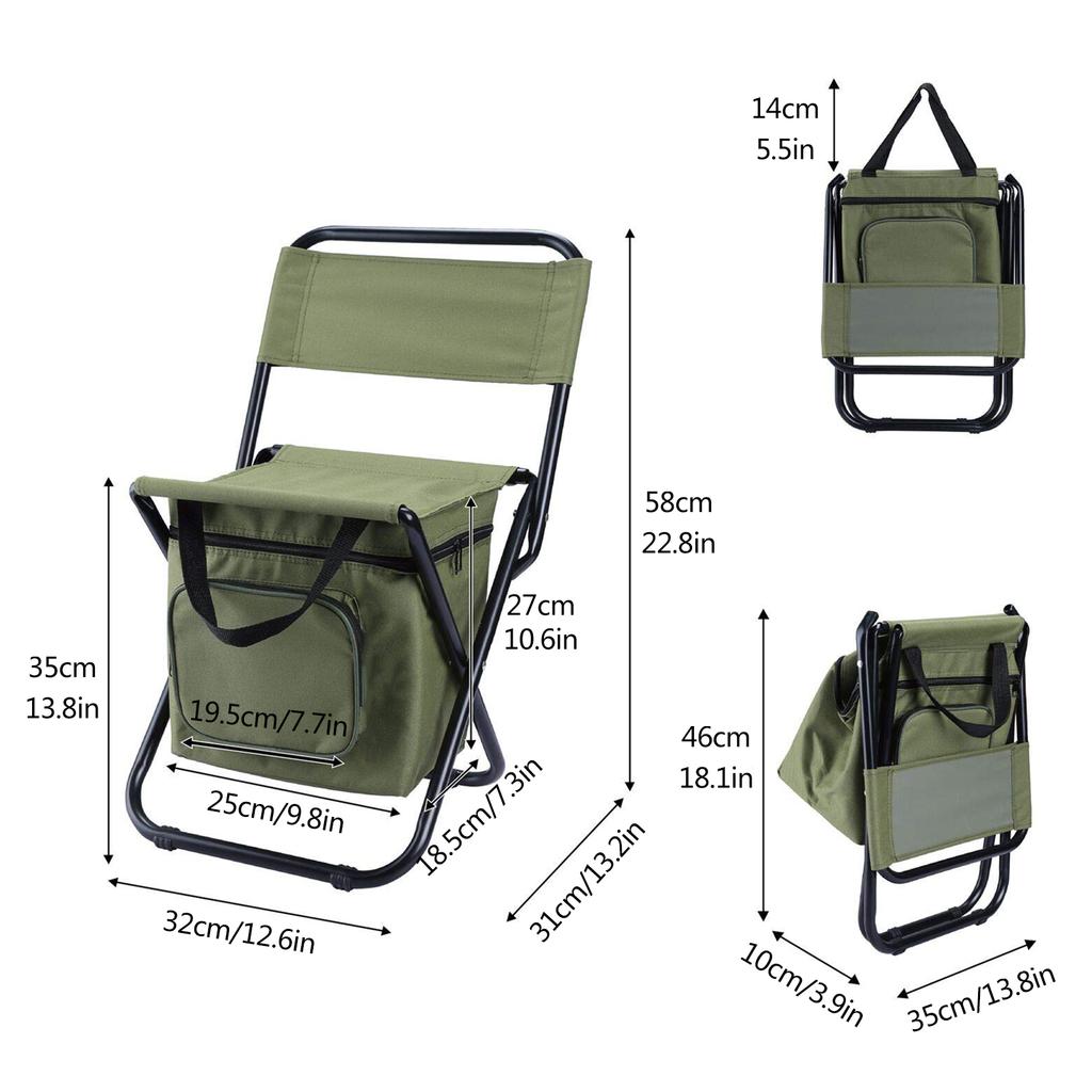 Портативный складной стул-холодильник для отдыха на природе 3 в 1, стул для кемпинга, рыбалки со спинкой