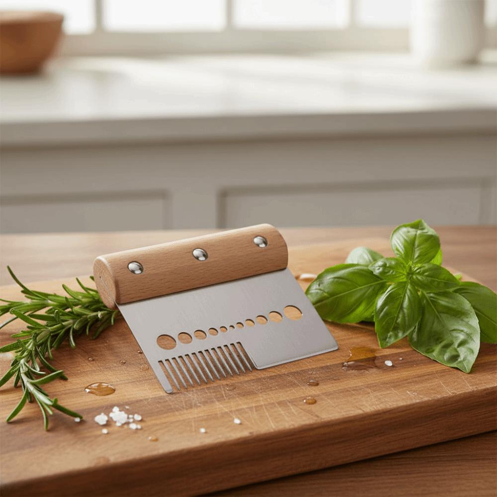 3 in 1 Multi-Purpose Scallion Slicer Wood Handle Scallion Cutter Creative Herb Stripper Restaurant