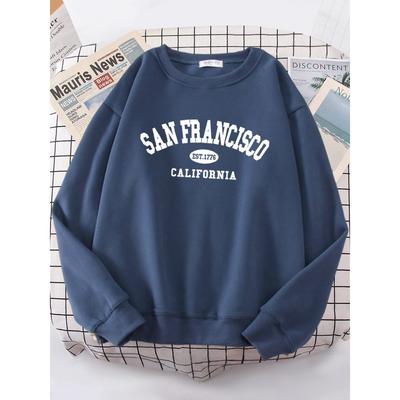 Sanfrancisco Est.1776 California Letter Street Толстовки Женская уличная толстовка с капюшоном Хипстерская толстовка оверсайз Универсальный топ в стиле хип-хоп