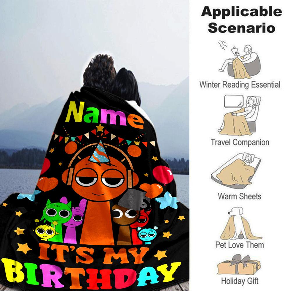 Customiz Name Personality Sprunki themed Blanket Soft &Warm Sofa Office Bed Travel Lunch Break Blanket, Gift Suitable All Seasons