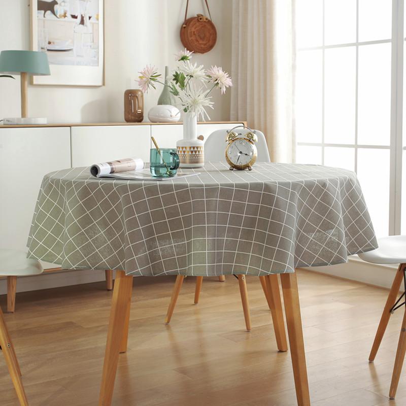 Круглая скатерть для обеденного стола из полиэстера и хлопка с загнутыми краями, напечатанная противоскользящая салфетка для стола, минималистичный пылезащитный чехол для стола