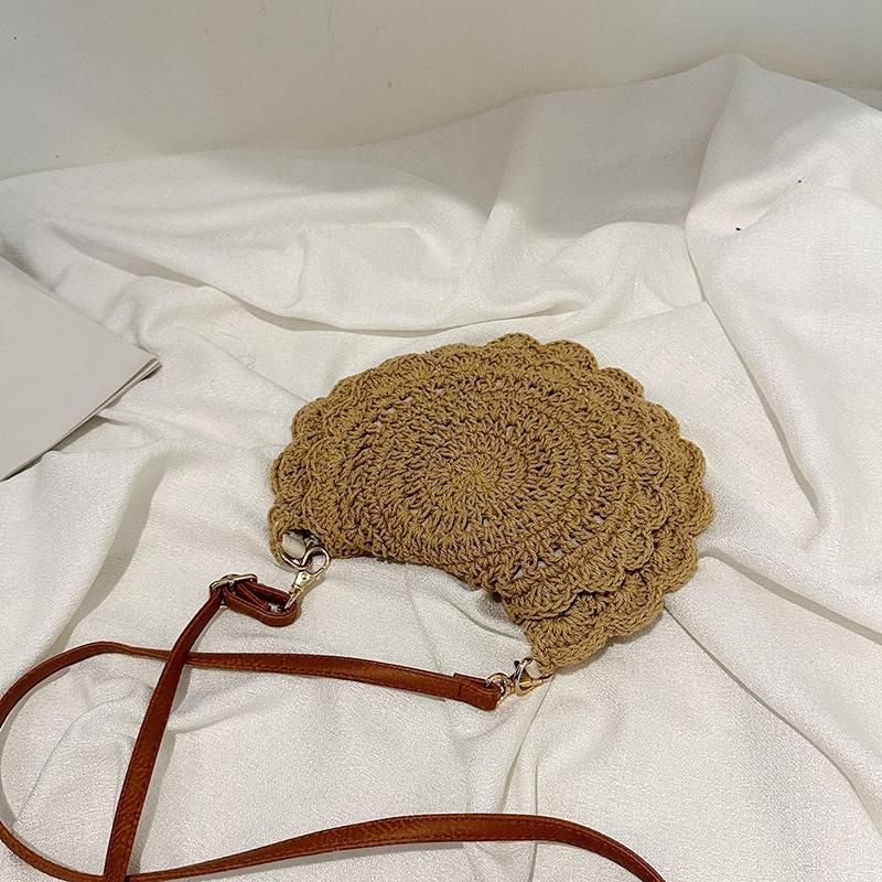 Yogodlns Винтажная плетеная соломенная сумка через плечо, новая круглая летняя пляжная сумка в стиле отпуска, модная сумка через плечо