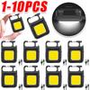 1-10Pcs Mini LED 500mAh Flashlight Work Light COB Pocket Work Light 4 Modes with Hook Bottle Opener for Outdoor Camping Hiking