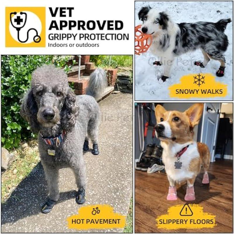 Обувь для собак, водонепроницаемые, противоскользящие, дождевые, силиконовые, светоотражающие, для маленьких и больших собак, для занятий спортом на открытом воздухе, для защиты ног собак, 4 шт.