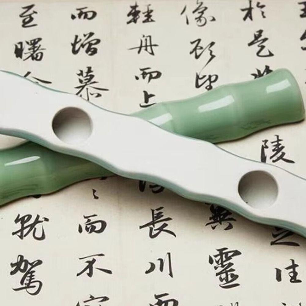 Calligraphy Bamboo Joint Paperweight Traditional Pen Brush Rest Holder  Art Supplies