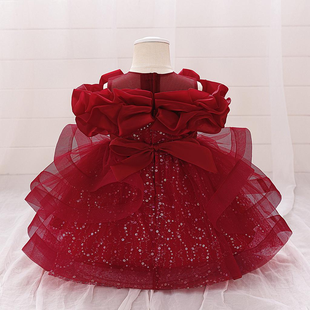 Платье для девочки Свадебное Платье для новорожденной девочки Платья для крещения с милым бантом Платье для дня рождения девочки-малышки Бальное платье AL190