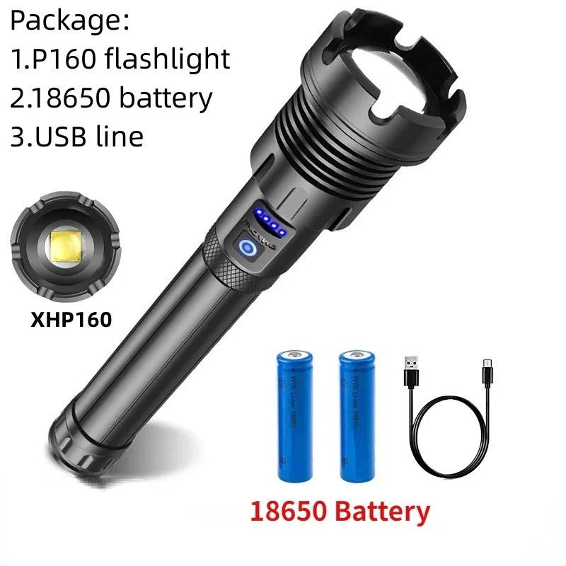 Дропшиппинг Перезаряжаемый через USB XHP90 COB Мощный Светодиодный Фонарик Зум Красный Фонарь Свет 18650 26650 Сенсорный Выключатель Фонарики