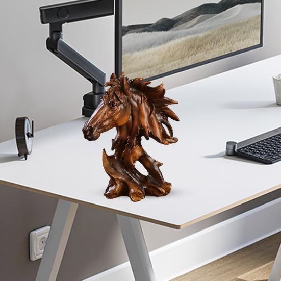 Статуя Головы Лошади Рустикальная Скульптура Бюста Животного Смола Ретро Украшение для Офиса Гостиной Книжной Полки Камин Столешница