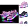 Versatile Led Shoes With Wheels Mesh Roller Skate Glowing Kid Luminous Unisex Sneakers