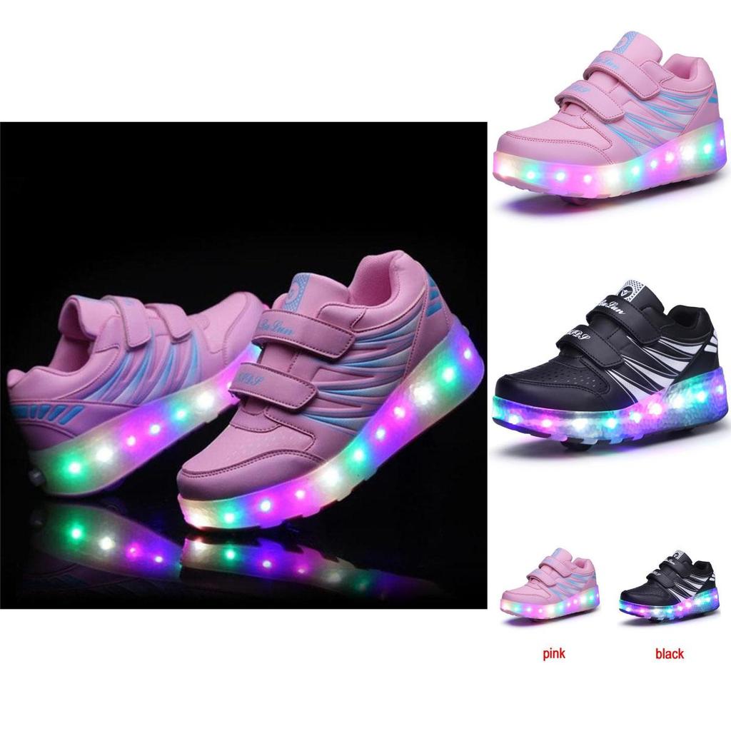 Versatile Led Shoes With Wheels Mesh Roller Skate Glowing Kid Luminous Unisex Sneakers