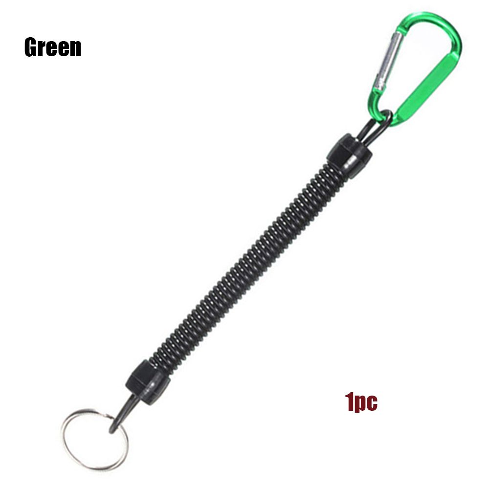 Camping Portable Fishing Lanyards Spring Elastic Rope Camping Carabiner Anti-lost Phone Keychain