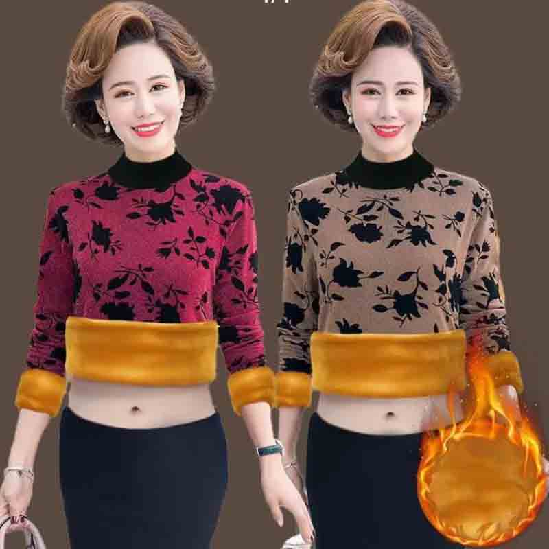 Autumn and Winter High-end All-match Plus Velvet Thick High-neck Bottoming Shirt Women's Inner Jacket