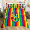 Красочный вихревой постельный комплект, Радужные полосы Пододеяльник Твин Кинг Сайз Тема гордости Покрывало Абстрактное искусство