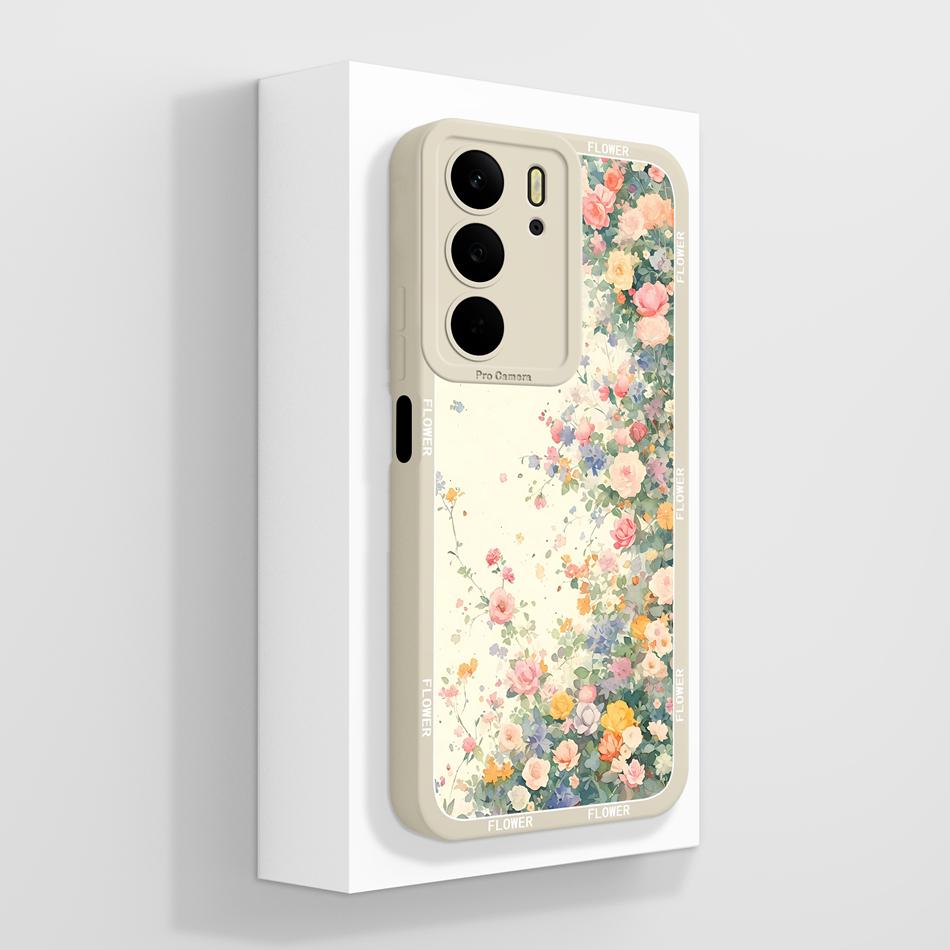 Чехол для Realme C75 C75X C73 C71 с рисунком цветов, мягкая задняя крышка из жидкого силикона для Realme C 75, полноразмерный защитный бампер для телефона