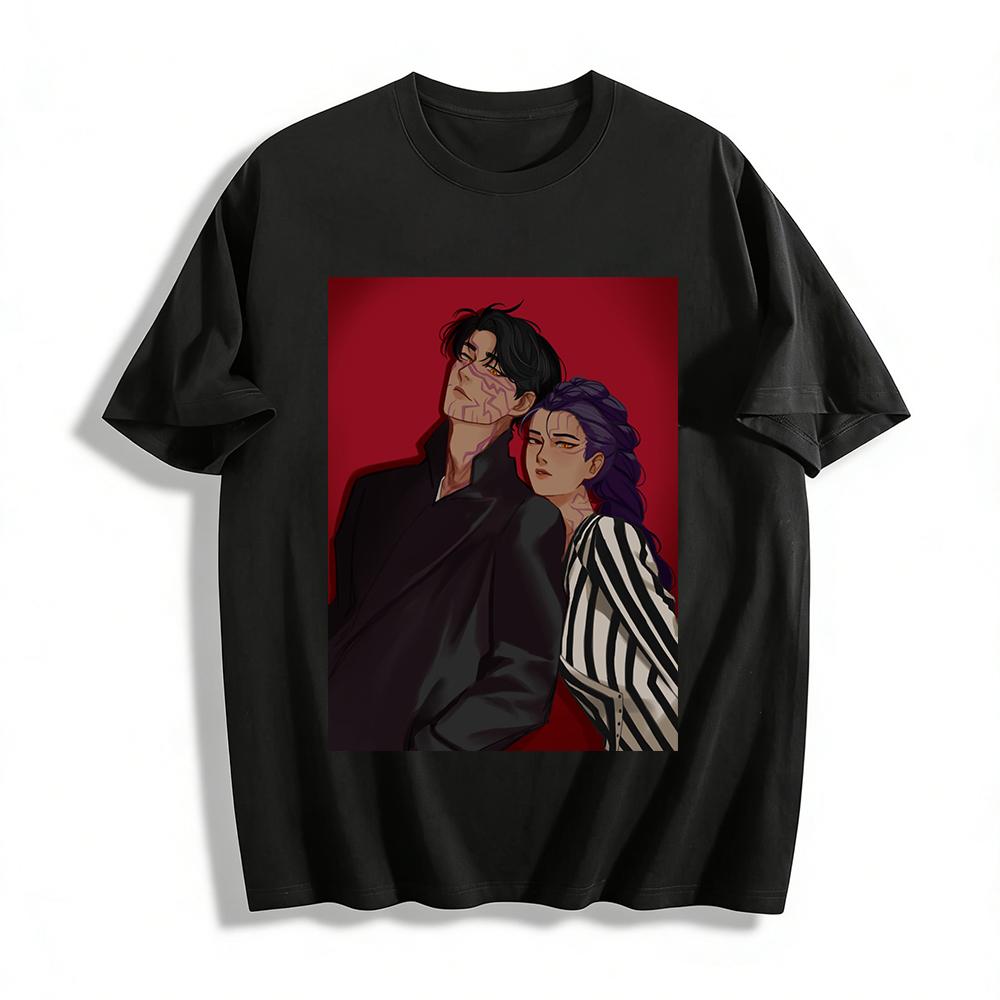 Jujutsu Kaisen Фушигуро Тодзи Гэто Сугуру Совместный принт Футболка Унисекс Свободная Модная Повседневная Верх Хлопковая футболка