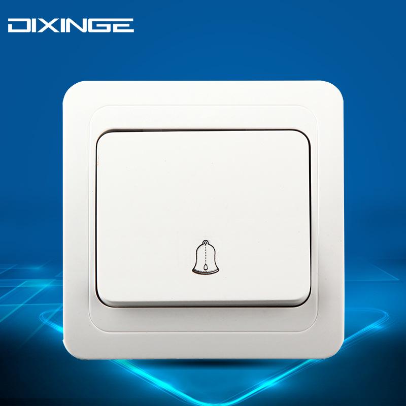 European Style Doorbell Switch with Indicator Light, ABS Panel & Ceramic Base, Self-Resetting Wall Switch