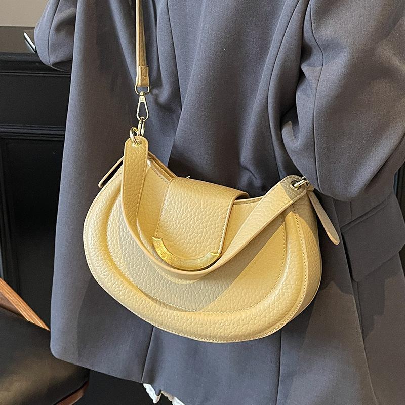 Новая высококлассная темпераментная сумка-седло с узором личи, женская нишевая повседневная универсальная модная сумка-мессенджер в зарубежном стиле