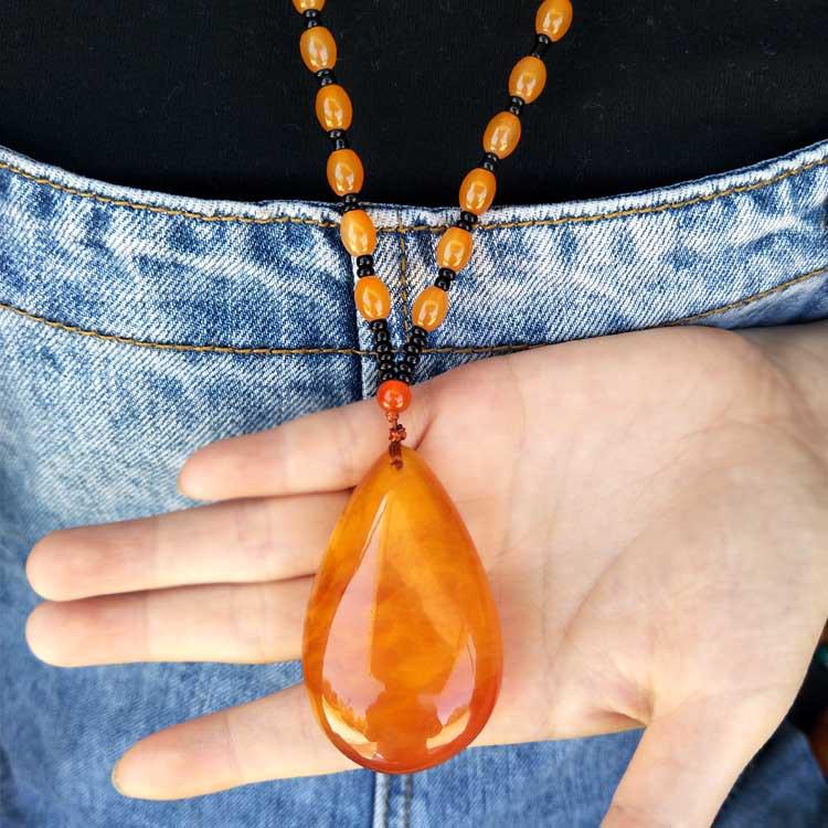 Этнический стиль бисерная подвеска из янтаря цепочка для свитера