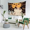 Cat Sun Tapestry Cute Kitty Moon Wall Hanging Aesthetic Cat Art Vintage Space Decor for Bedroom Living Room