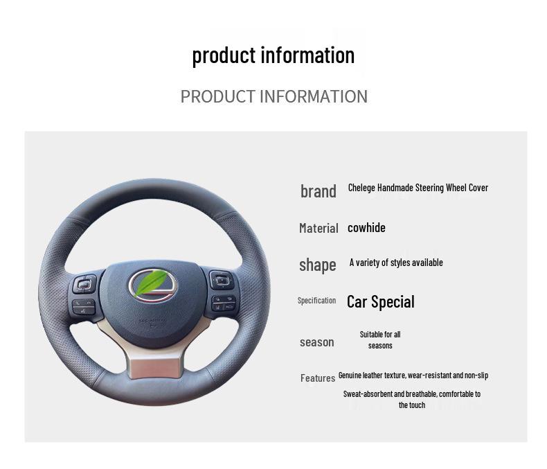 Натуральная кожаная ручная прошивка чехла рулевого колеса для Lexus ES, NX, RX, GS, IS, CT