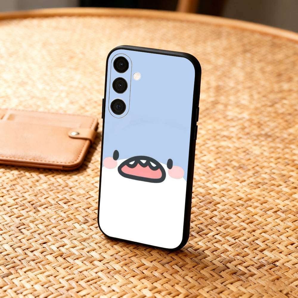 C-Cute cartoon shark Funny Phone Case For Samsung A73,72,71,A52,51,40,41,A22,A32,31,A13, Soft Black Shell