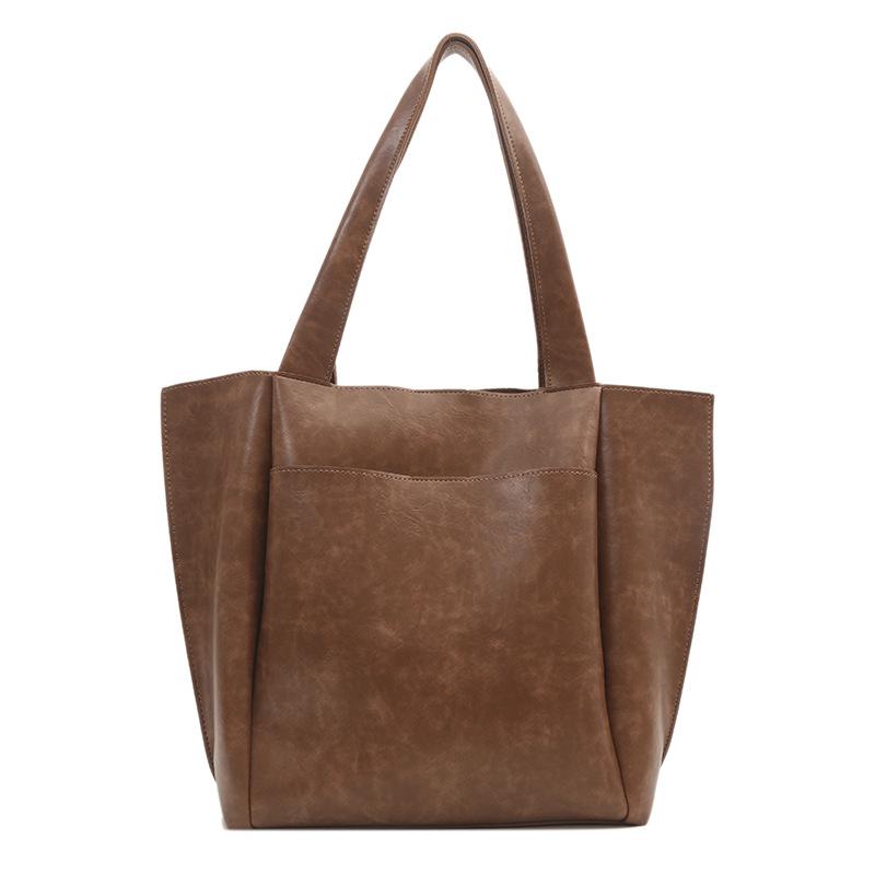 Large Capacity Soft Leather Bag Women's Summer New Commuter Shoulder Bag Fashionable Portable Tote Bag