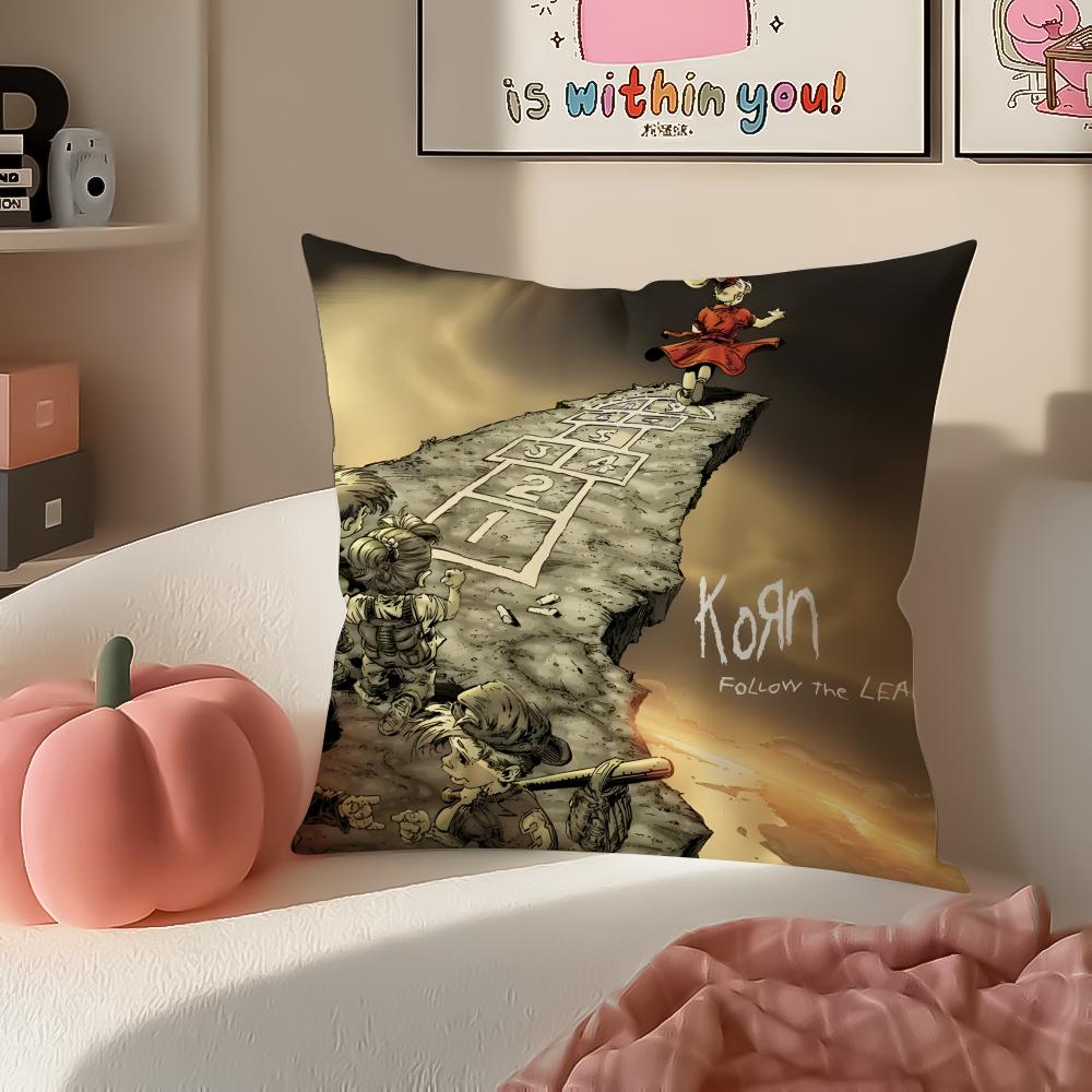 Hot Metal American Band Album Kkorn Cushion Cover Pillowcase Short Plush Invisible zipper Room Sofa Cushion Cover