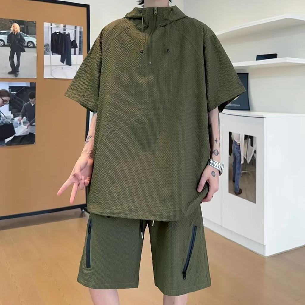 Солнцезащитный комплект из пенопластовой марли с капюшоном, комплект универсальной футболки с коротким рукавом свободного кроя