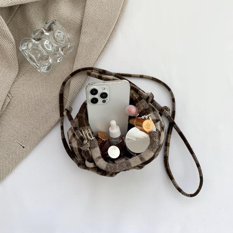 Женственная клетчатая шерстяная сумка через плечо, маленькая и изысканная, премиум-класса, новинка осени