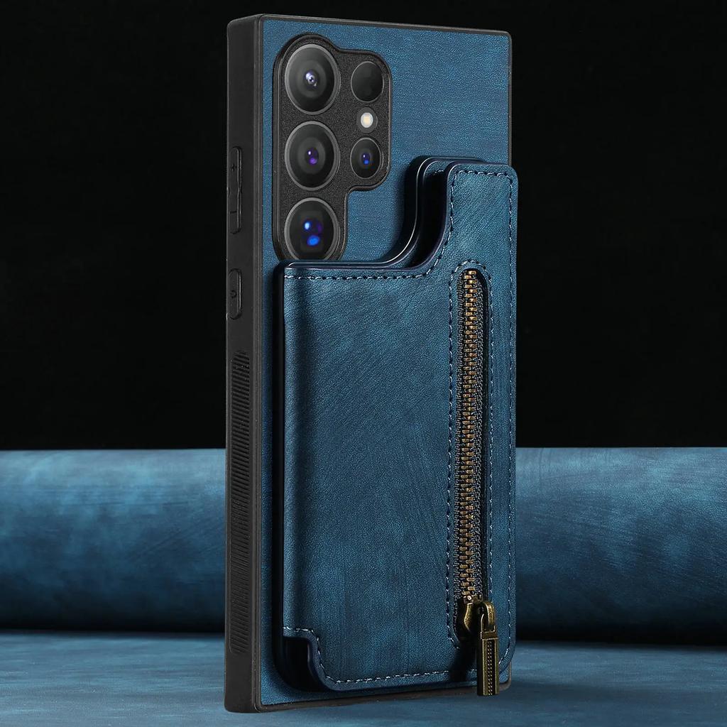 ПУ Кошелек на молнии с держателем для карт Чехол для телефона для Samsung Galaxy S23 FE S24 S22 Ultra Plus M15 A15 A25 A35 A55 A05 A05S A14 Обложка