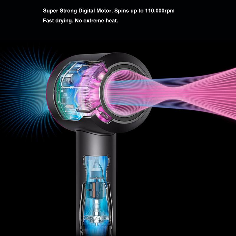 Профессиональный фен для волос без листьев, низкий уровень шума, постоянная температура, быстрая сушка, отрицательный уход за волосами, фен высокой мощности