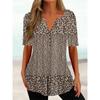 Trendy And Cool Women's Summer Loose V-neck Pullover Short-sleeved Button Printed T-shirt