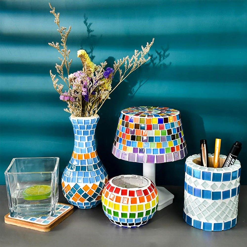 100/300/500pcs Mixed Color Mosaic Tiles, Square Crystal Glass Mosaic, Are Colored Glass Art, Handmade Crafts, and Home Decoration