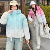 2025 новая постепенная смена цвета хлопковая одежда женская американская хлопковая куртка студенческая с капюшоном хлопковая одежда зимняя куртка