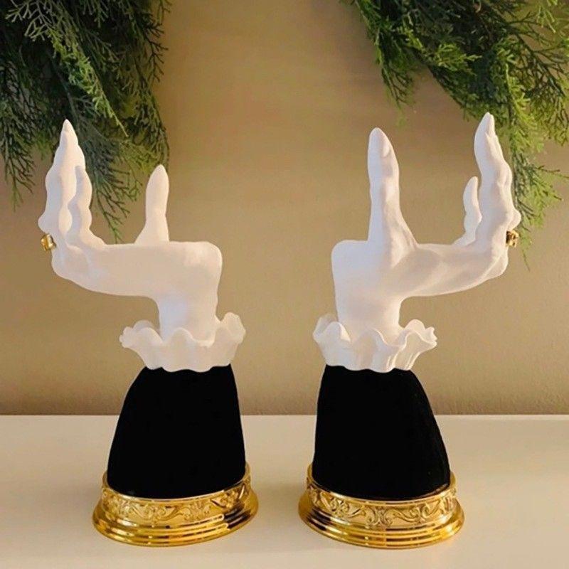 Modern Resin Candle Holders Hand Elegant Terror Luxury Candlesticks Center Candle Holder Centerpiece Valentines Day Gift Candlestick Decoration