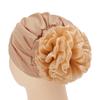 Muslim Turban Hat Women Bright Silk Big Flower Knitted Beanie Headgear Head Wrapping Hat