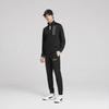 Puma Куртка с воротником-стойкой, застежкой-молнией и логотипом, однотонные эластичные манжеты, повседневные брюки, комплект из мужской куртки и брюк, черный цвет 585325-01