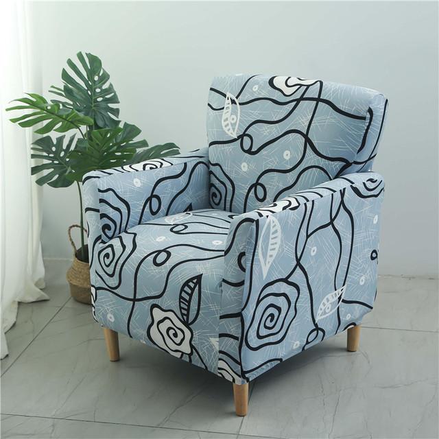 Floral Tub Chair Cover Stretch Spandex Club Armchair Slipcover For Living Room Single Sofa Covers For Study Bar Counter Hotel