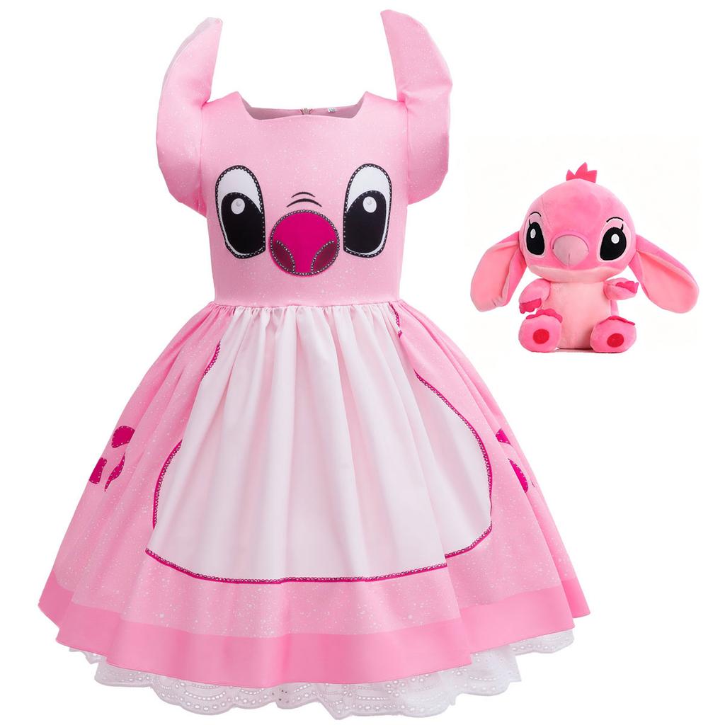Movie Lilo and Stitch Cosplay Costume Girl Plays Stitch Angel Cartoon Character Holiday Party Carnival Costume Set 2-10T