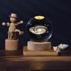 3D Galaxy Crystal Ball Lamp Лазерная гравировка Ночной светильник с деревянной основой для декора спальни,