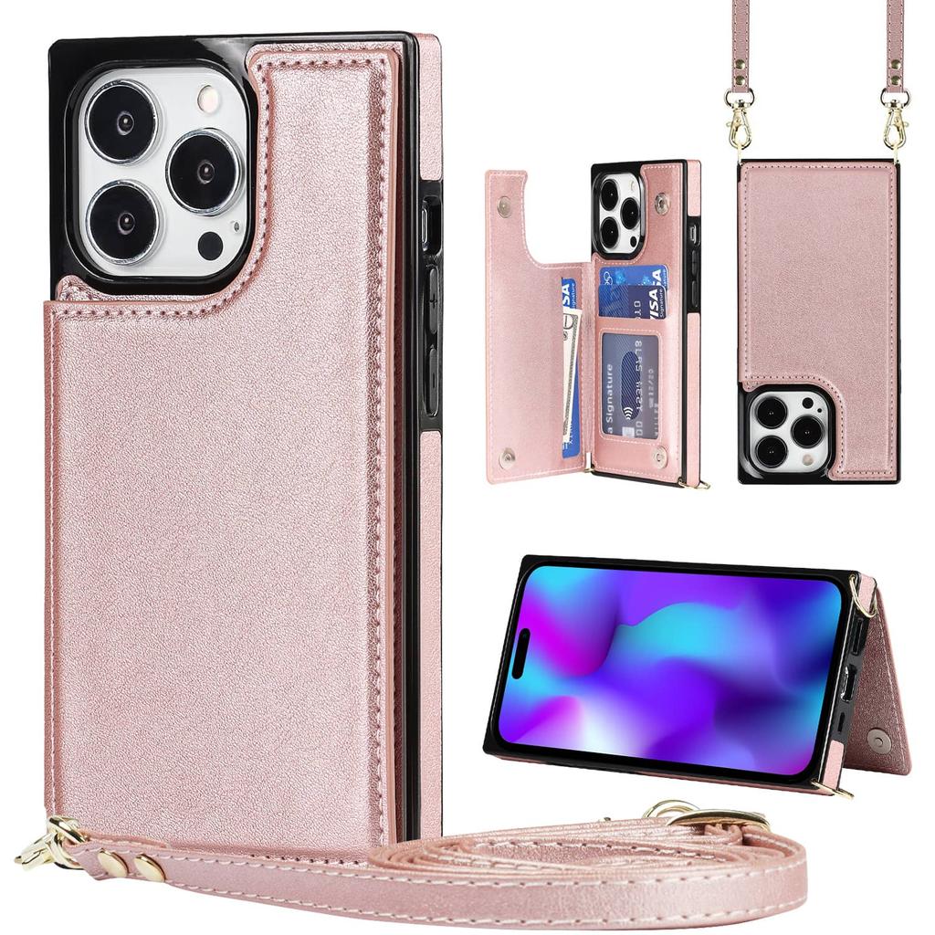 Кошелек-чехол через плечо для iPhone 14 13 12 11 Pro Max 13 Mini SE 2026 X XS Max XR с держателем для карт, магнитный чехол-книжка