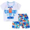 Комплект из 2 предметов в полоску для маленьких детей, футболка с короткими рукавами для мальчиков и девочек, костюм с шортами, летняя мультяшная хлопковая одежда