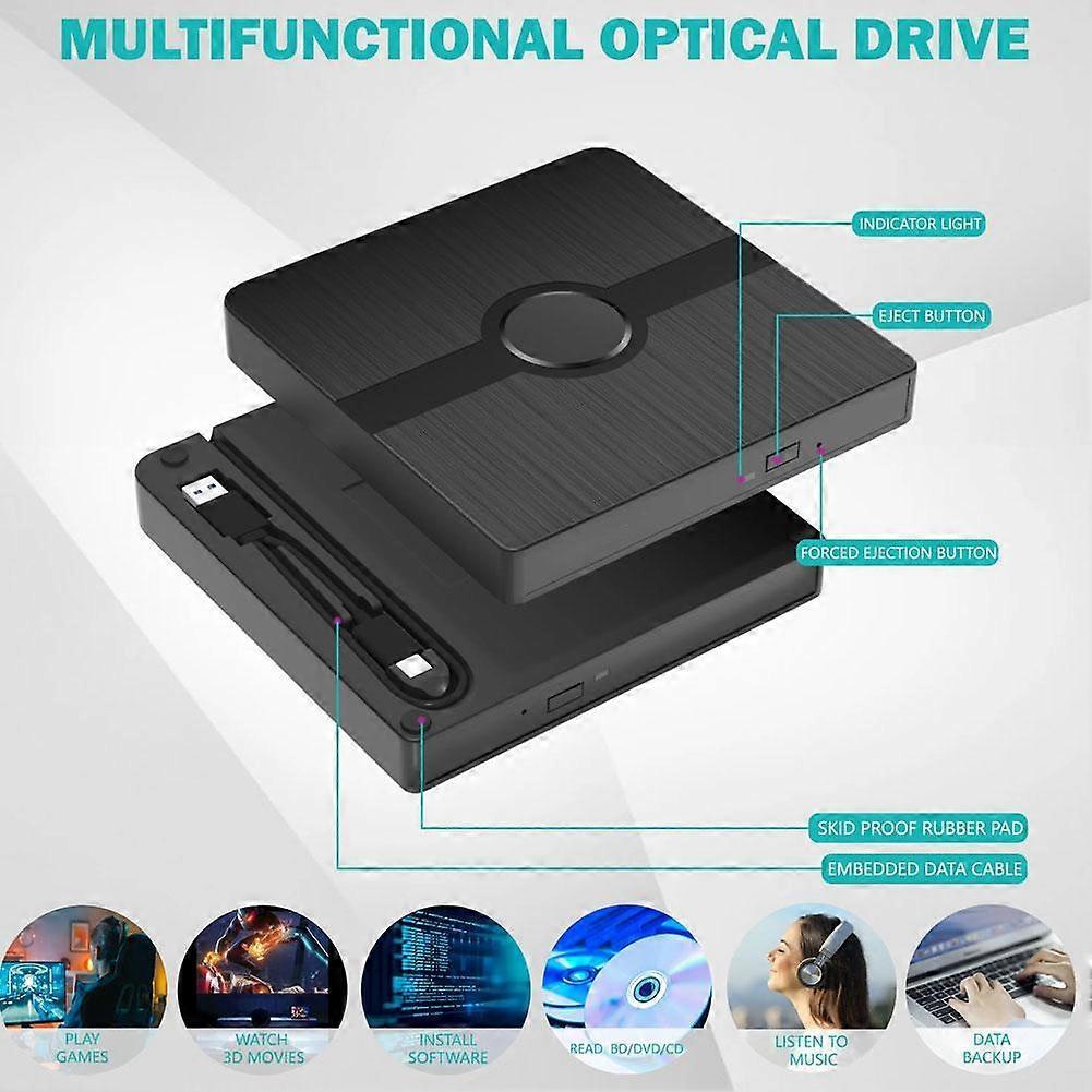 DVD Recorder Ultra-thin,ligh USB Type-C Portable C D Drive Universal