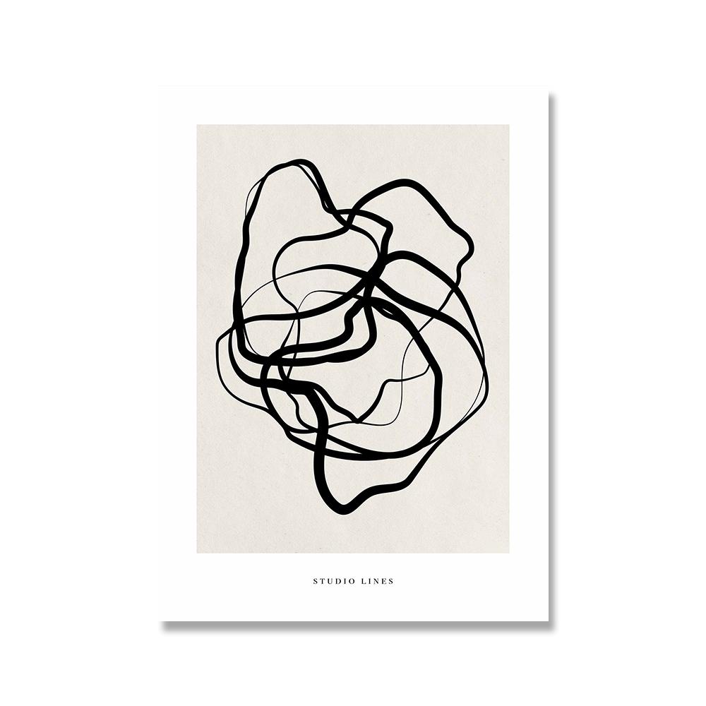 Абстрактные линии лица Галерея искусства Постер Бежевый Черный Холст Картина Модные Бохо Картины Декор Стены Комнаты Интерьер Украшения Дома