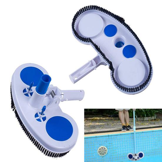 Щетка для чистки бассейна с редукционным клапаном давления воздуха, пружинным фиксатором, щетиной по всему периметру, скребком для чистки
