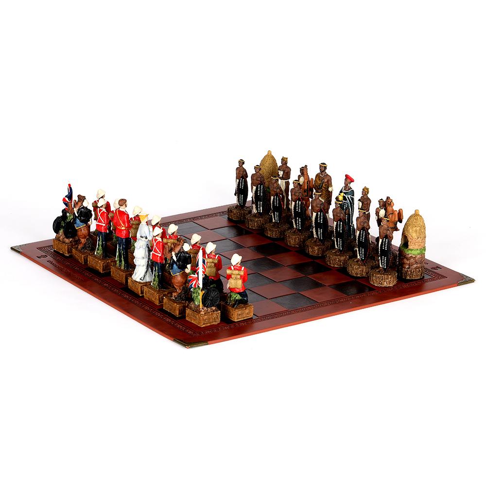 Role Theme Chess Set - Resin Material And Hand-Painted With Embossed Leather Chess Board - 32 Pieces - Ideal Gift Board Game