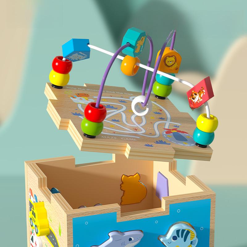 Multifunctional Puzzle & Shape Matching Bead Box - Baby Early Education Toy