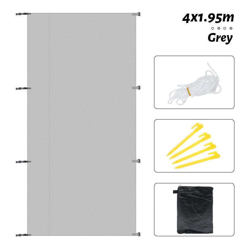 Солнцезащитный козырек для автофургона, сетка от солнца с пластиковой петлей, сумка для хранения, напольные гвозди, нейлоновая веревка, водонепроницаемая, прочная, простая версия 4x1,95 м