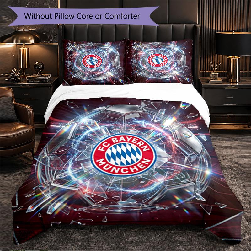 Bayern Munich Pattern 3 Pieces Bedding Set Soft Microfiber Duvet Cover with Pillow Cases for Bedroom