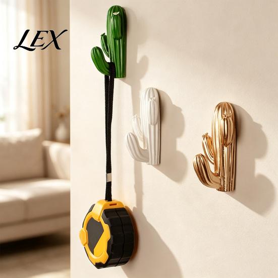 Entryway Key Organizers Cute Cactus Adhesive Hook, Nail-Free Resin Strong Load-Bearing Hanger, Hangers for Wall Mount Organizer Kitchen Towels